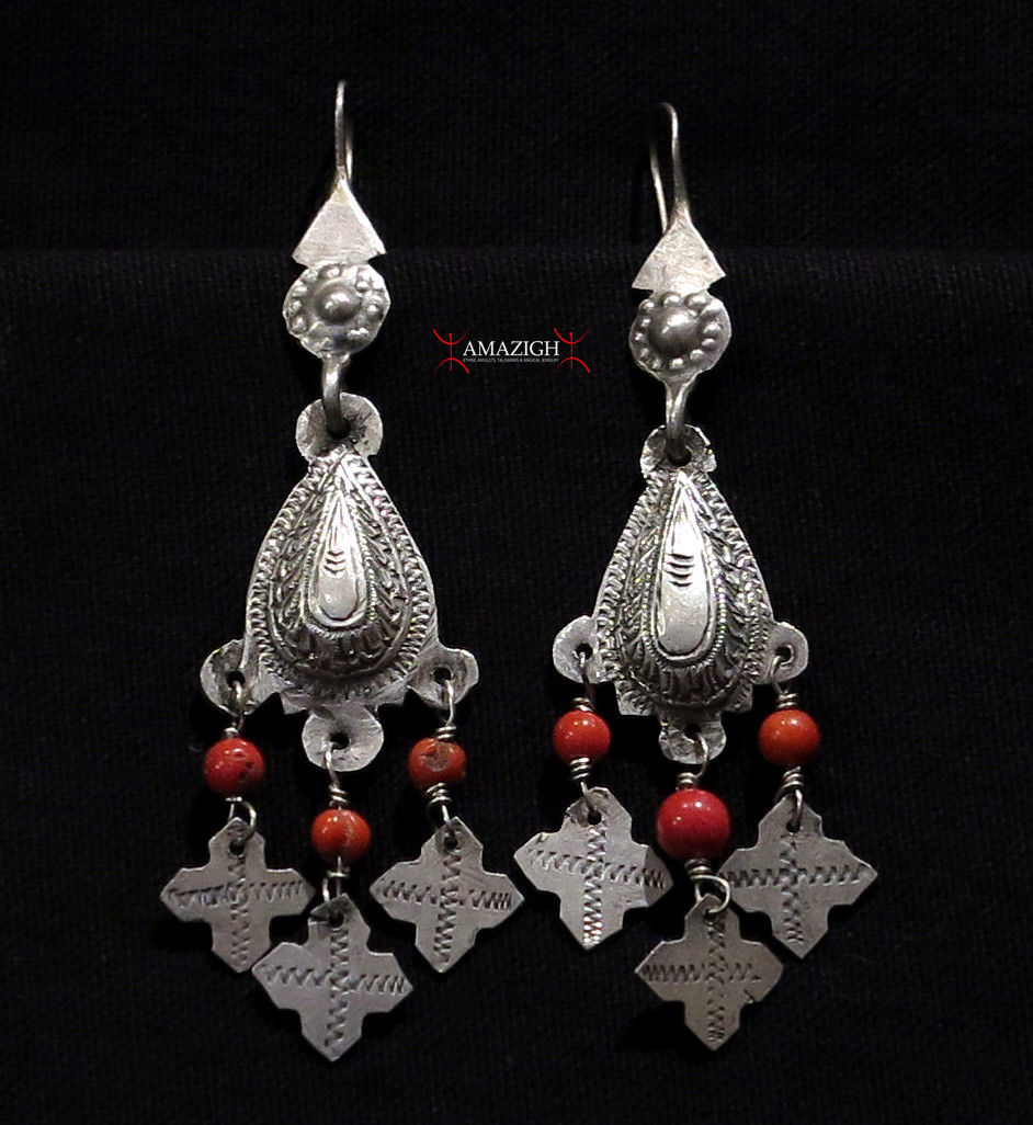 Selection of Tuareg Original silver earrings Amazigh african