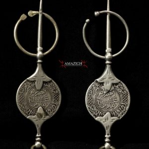 Antique Pair Berber Fibulae - TIZERZAI – Moroccan Silver Coins, North Morocco