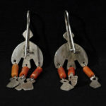 Old Berber Earrings – Hilal – Silver and Mediterranean Coral – Morocco