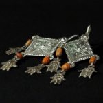 Old Berber Earrings – Hands of Fatima and Mediterranean Coral – Morocco