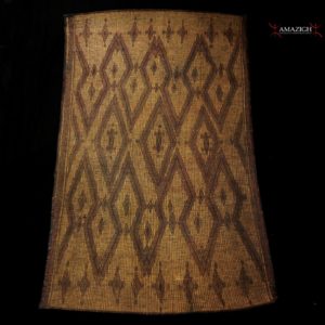 Old Large Woven Straw Leather Carpet – Tuareg – Mauritania
