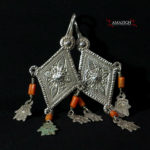 Old Berber Earrings – Hands of Fatima and Mediterranean Coral – Morocco