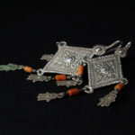 Old Berber Earrings – Hands of Fatima and Mediterranean Coral – Morocco