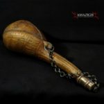 s-l1600 (99)Old Gunpowder Bottle – Engraved Camel Leather – Afghanistan