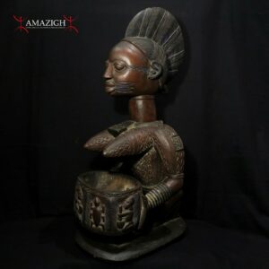 Outstanding Yoruba Kneeling Female Figure Holding Offering Bowl (Olumeye) - Ekiti, Nigeria