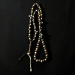 Old Fine Chaplet – Tasbih – Ebony Beads Silver Inlaid – South Morocco