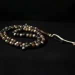 Old Fine Chaplet – Tasbih – Ebony Beads Silver Inlaid – South Morocco