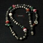 Old Fine Small Chaplet – Tasbih – Ebony Beads Silver Inlaid – South Morocco