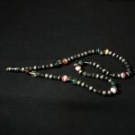 Old Fine Small Chaplet – Tasbih – Ebony Beads Silver Inlaid – South Morocco