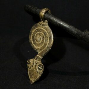 Gan Bronze Amulet – Snake + Leather Necklace – Burkina Faso