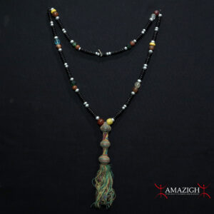 Old Fine Chaplet – Tasbih – Silver, Ebony and Carnelian Beads – South Morocco