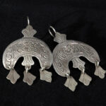 Fine Berber Earrings – Crescent and Hands of Fatima – South Morocco