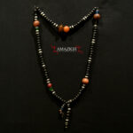 Beautiful Fine Chaplet – Tasbih – Ebony Beads Silver Inlaid – South Morocco