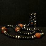 Beautiful Fine Chaplet – Tasbih – Ebony Beads Silver Inlaid – South Morocco