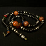 Beautiful Fine Chaplet – Tasbih – Ebony Beads Silver Inlaid – South Morocco