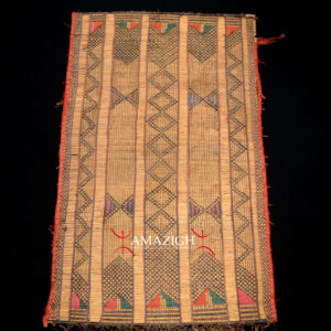 Old Fine Woven Straw Leather Carpet – Tuareg – Mauritania