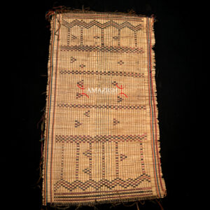 Old Fine Woven Straw Leather Carpet – Tuareg – Mauritania