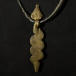 Gan Bronze Amulet – Snake + Leather Necklace – Burkina Faso