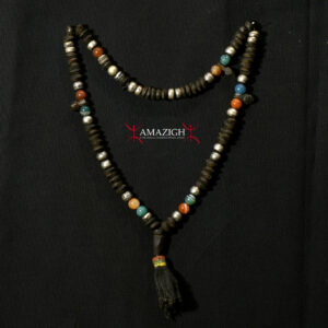 Fine Chaplet – Tasbih – Ebony Beads Silver Inlaid – South Morocco