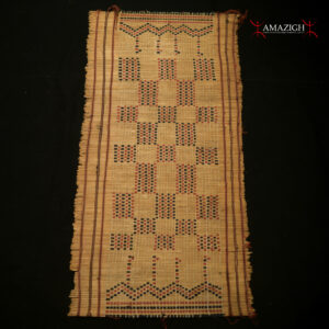Old Fine Woven Straw Leather Carpet – Tuareg – Mauritania