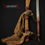 Short Ceremonial Mandingo Sword and Highly Ornate Leather Scabbard – Mali