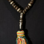 Beautiful Large Chaplet – Tasbih – Ebony Beads Silver Inlaid – South Morocco
