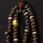 Beautiful Large Chaplet – Tasbih – Ebony Beads Silver Inlaid – South Morocco
