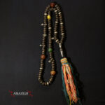 Beautiful Large Chaplet – Tasbih – Ebony Beads Silver Inlaid – South Morocco