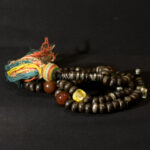 Beautiful Large Chaplet – Tasbih – Ebony Beads Silver Inlaid – South Morocco