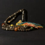 Beautiful Large Chaplet – Tasbih – Ebony Beads Silver Inlaid – South Morocco