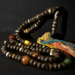 Beautiful Large Chaplet – Tasbih – Ebony Beads Silver Inlaid – South Morocco