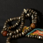 Beautiful Large Chaplet – Tasbih – Ebony Beads Silver Inlaid – South Morocco