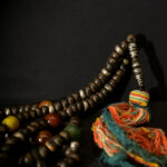 Beautiful Large Chaplet – Tasbih – Ebony Beads Silver Inlaid – South Morocco