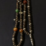 Beautiful Large Chaplet – Tasbih – Ebony Beads Silver Inlaid – South Morocco