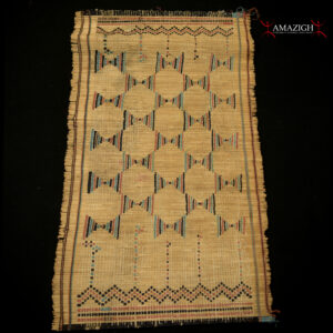 Old Fine Woven Straw Leather Carpet – Tuareg – Mauritania