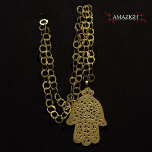Old Hand of Fatima – KHAMSA – HAMESH – Rihanna Chain - Gilded Silver – Tunisia
