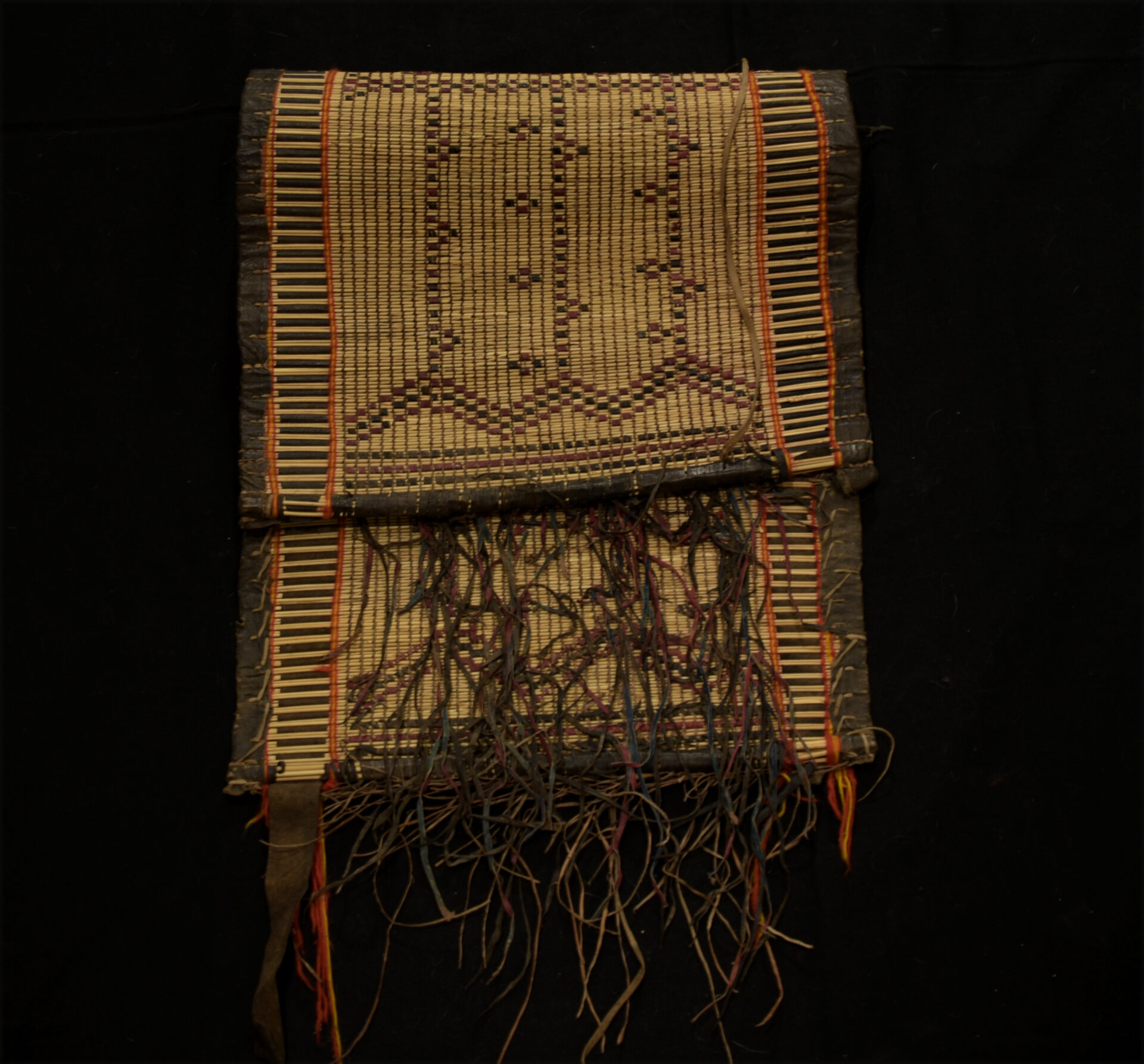 Old Woven Straw Leather Carpet – Tuareg – Mauritania