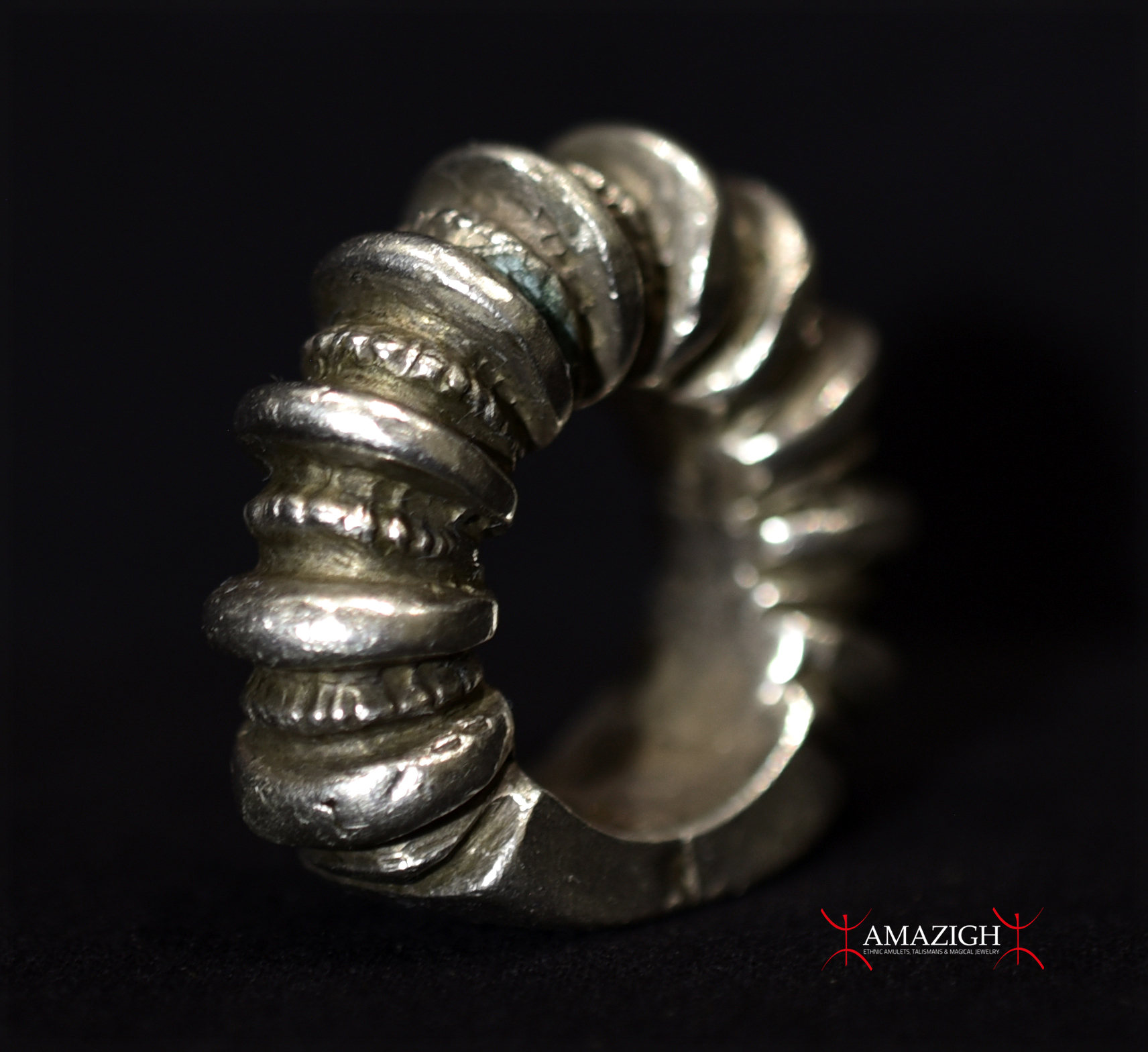 Old Large Tribally Used Silver Ring– Fulani Peul Fulbe – Cote d’Ivoire