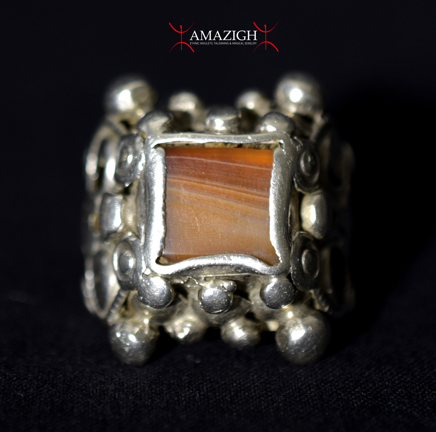 Antique Outstanding Silver-Agate Ring – India – Beautiful Item
