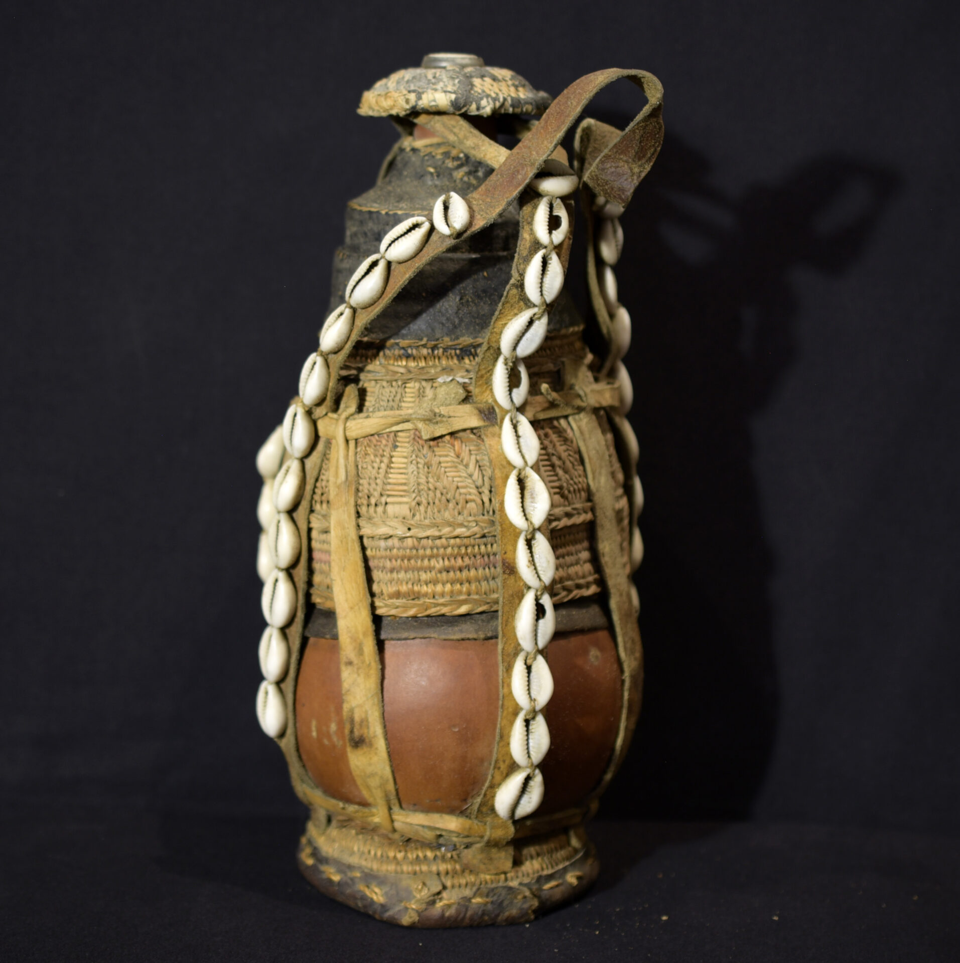 Beautiful Oromo Container – Cowrie Shell And Baskettery – Ethiopia