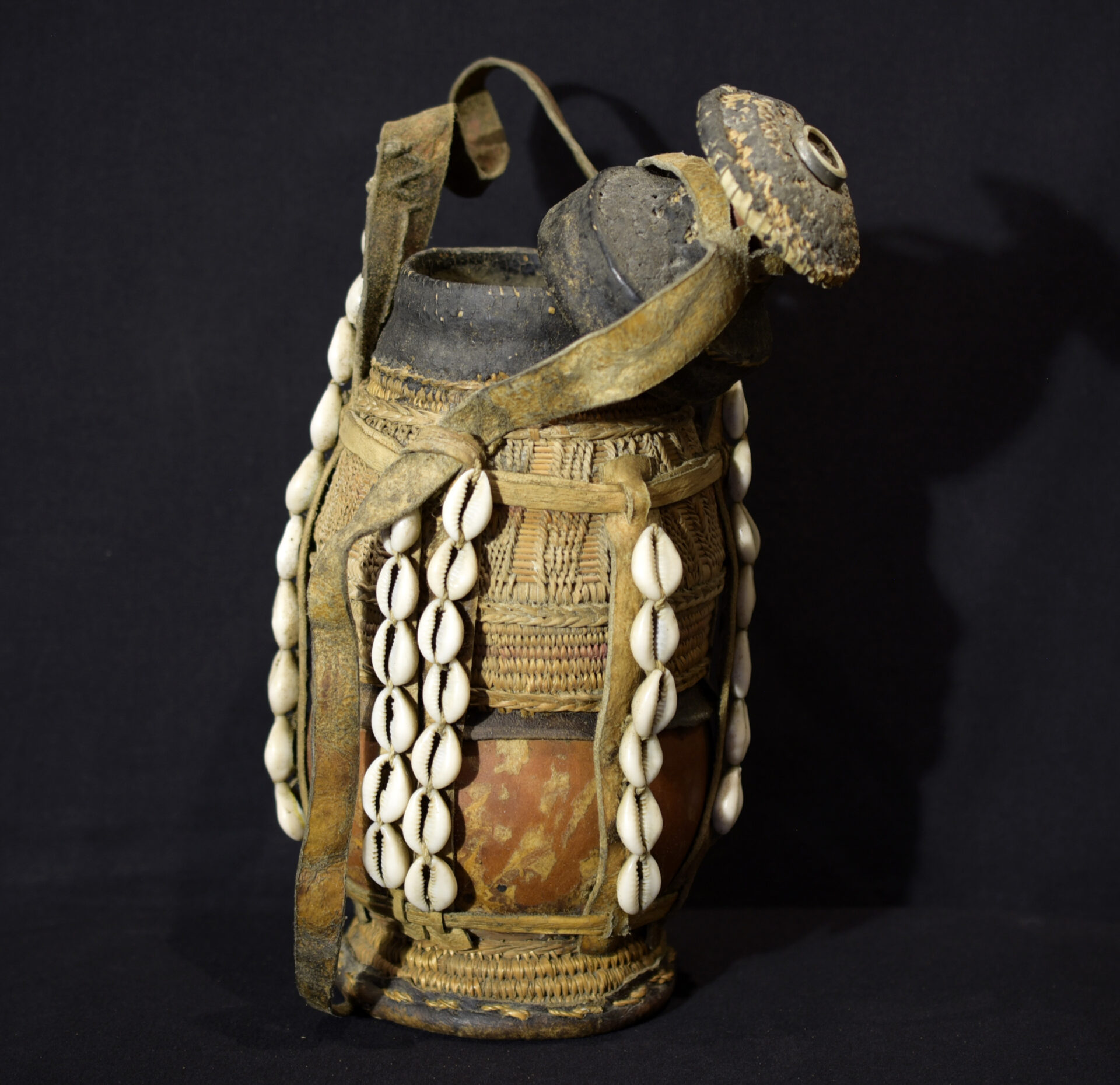 Beautiful Oromo Container – Cowrie Shell And Baskettery – Ethiopia