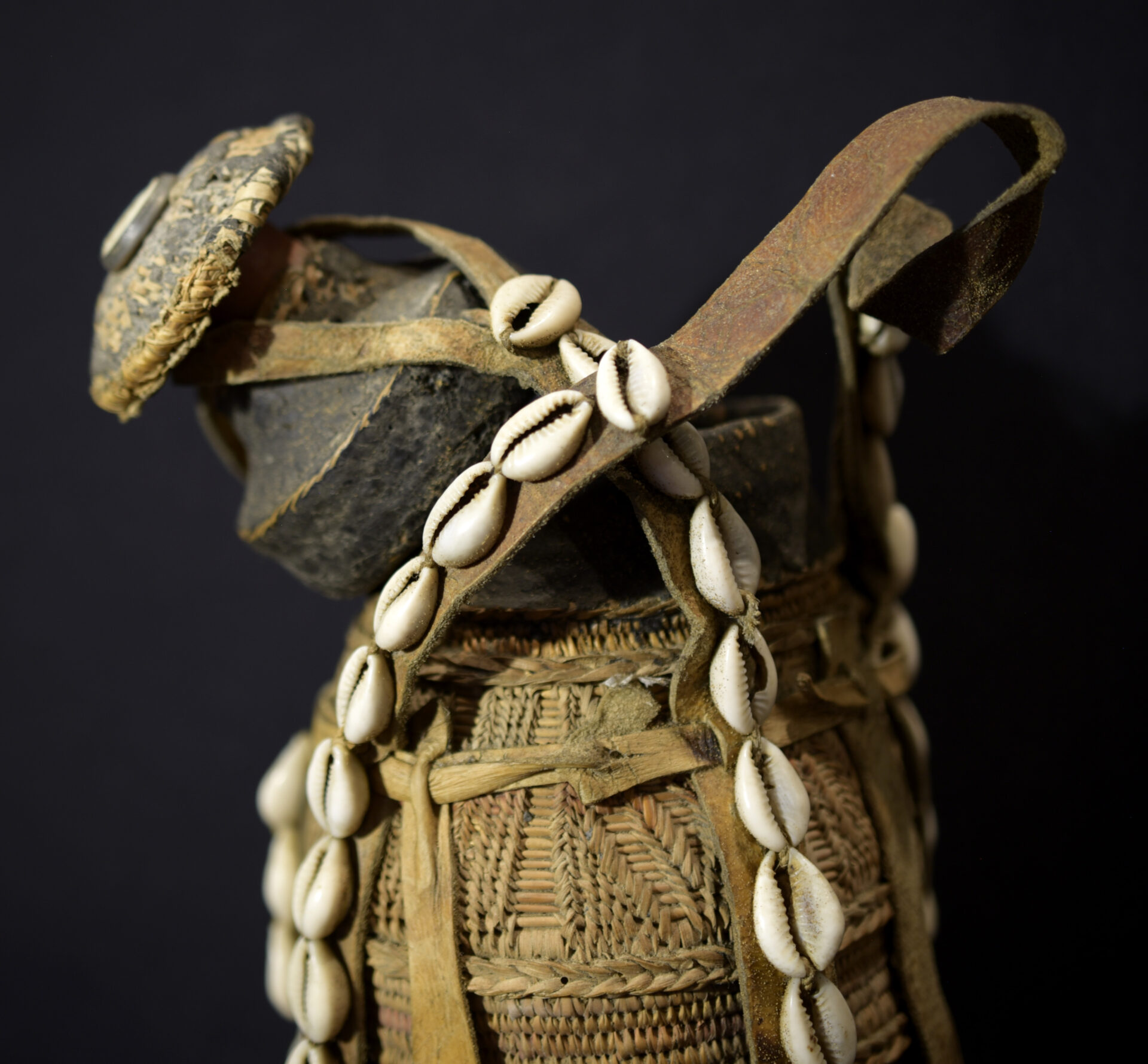 Beautiful Oromo Container – Cowrie Shell And Baskettery – Ethiopia