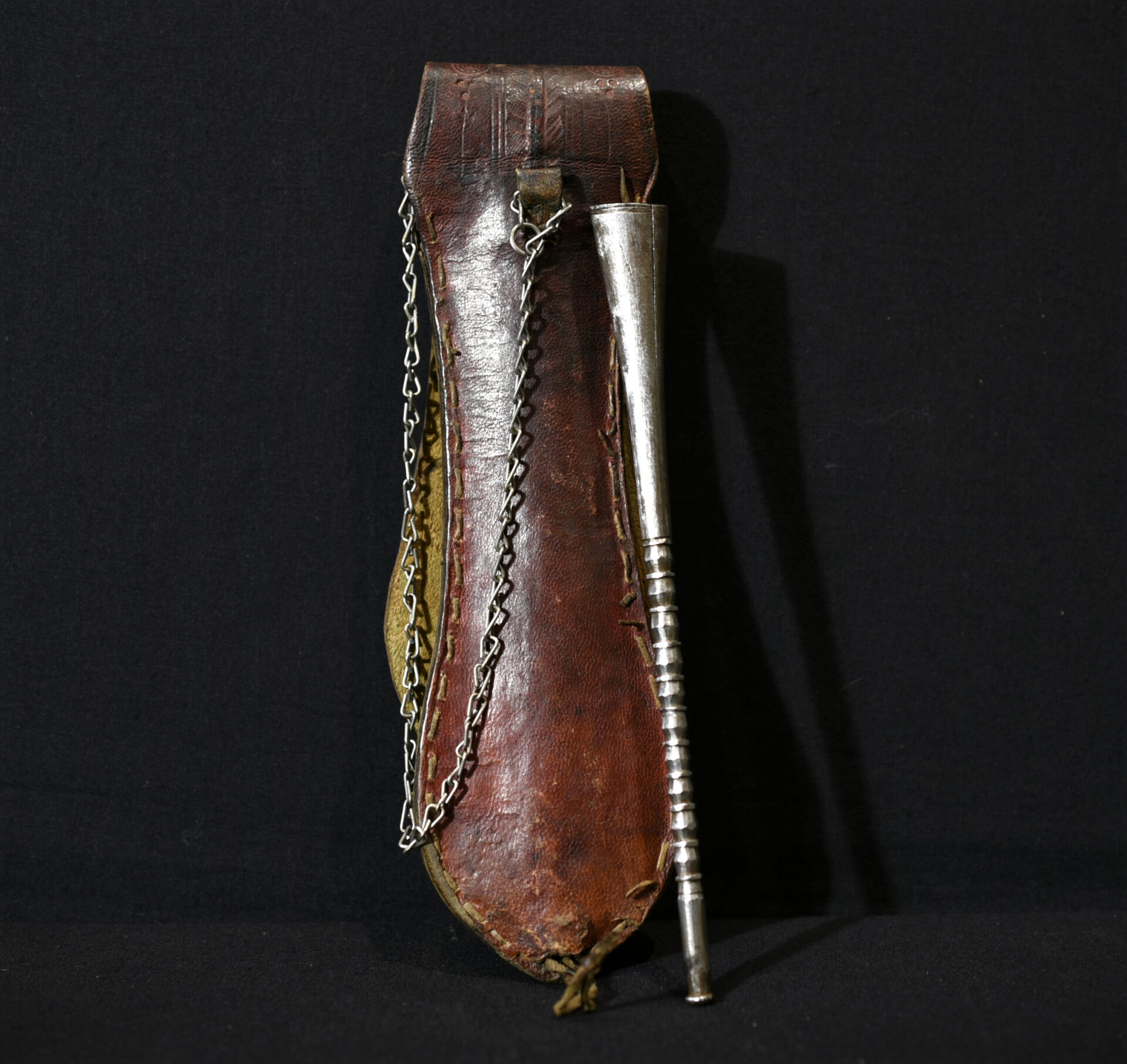 Old Tuareg Leather Bag and Smoking Pipe – Niger