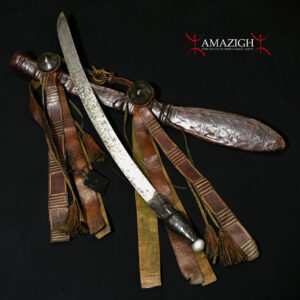 Old Large Mandingo Sword - Highly Ornate Leather Scabbard /Talisman – Mauritania