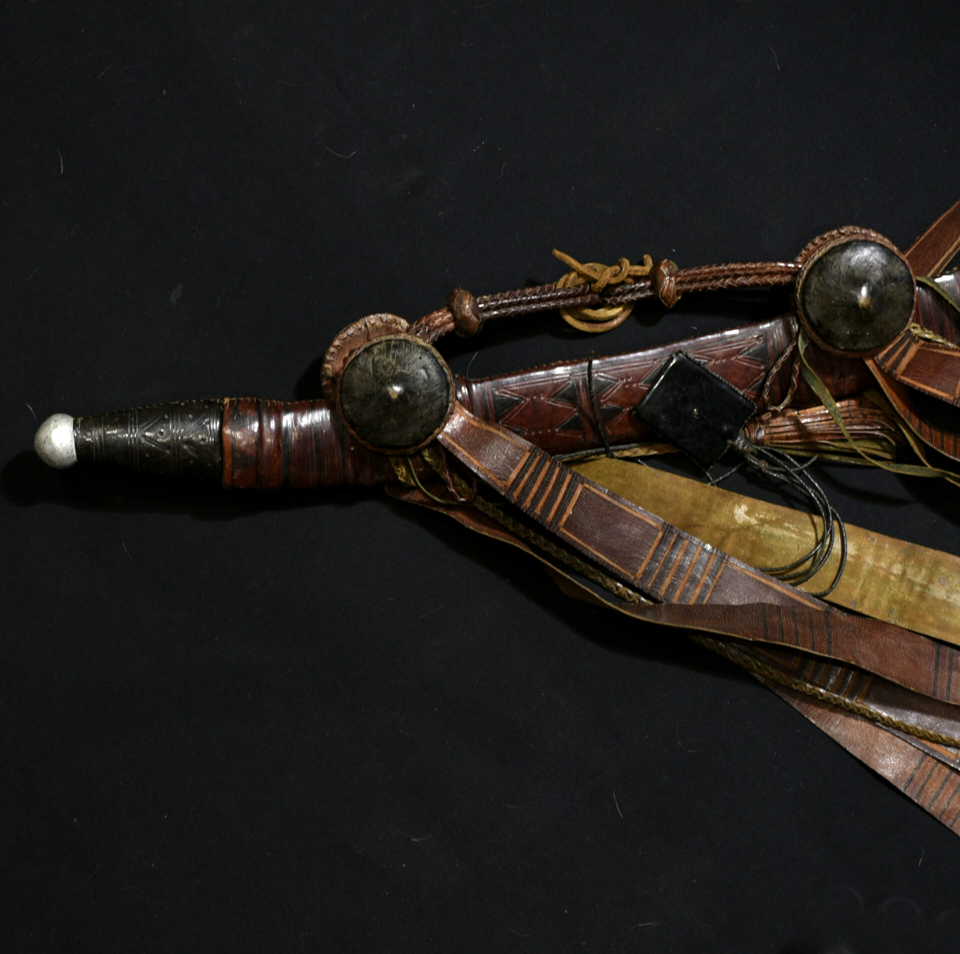 Old Large Mandingo Sword – Highly Ornate Leather Scabbard /Talisman – Mauritania