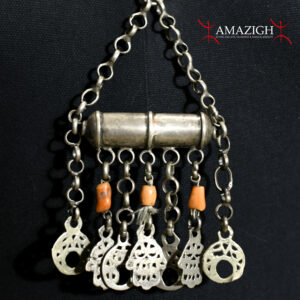 Old Talismanic Necklace – Hand of Fatima / Crescent / Coral – Tunisia