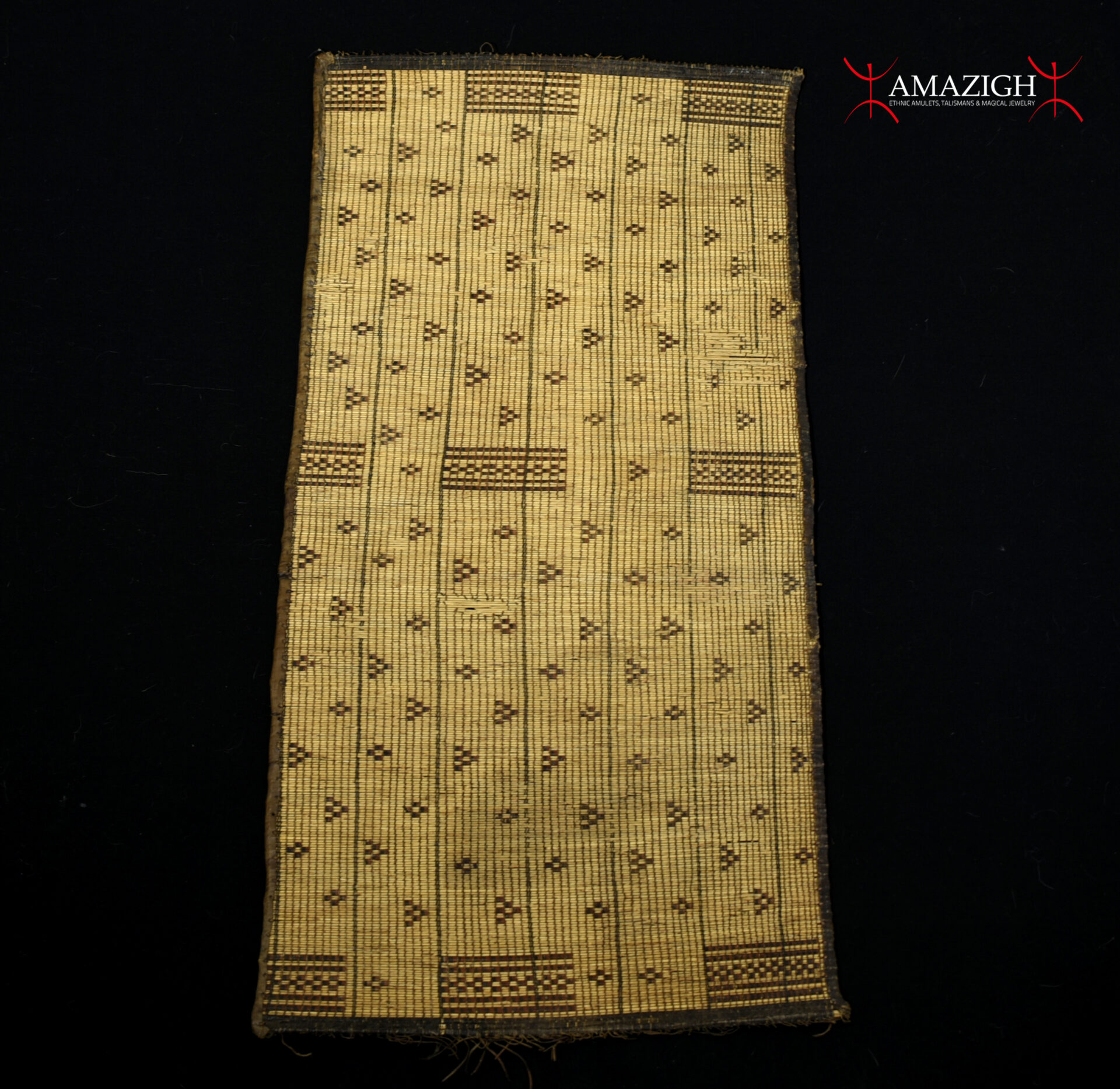 Old Woven Straw Leather Carpet – Tuareg – Niger