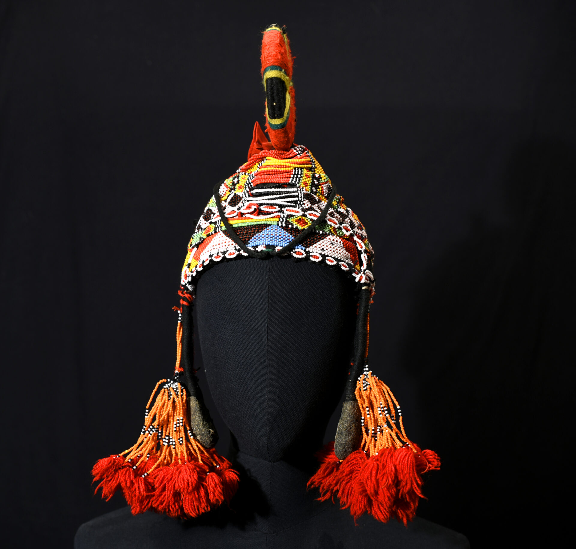 Old Tribally Used Beadded Headdress – Songhay / Djerma – Gao Region, Mali – Rare