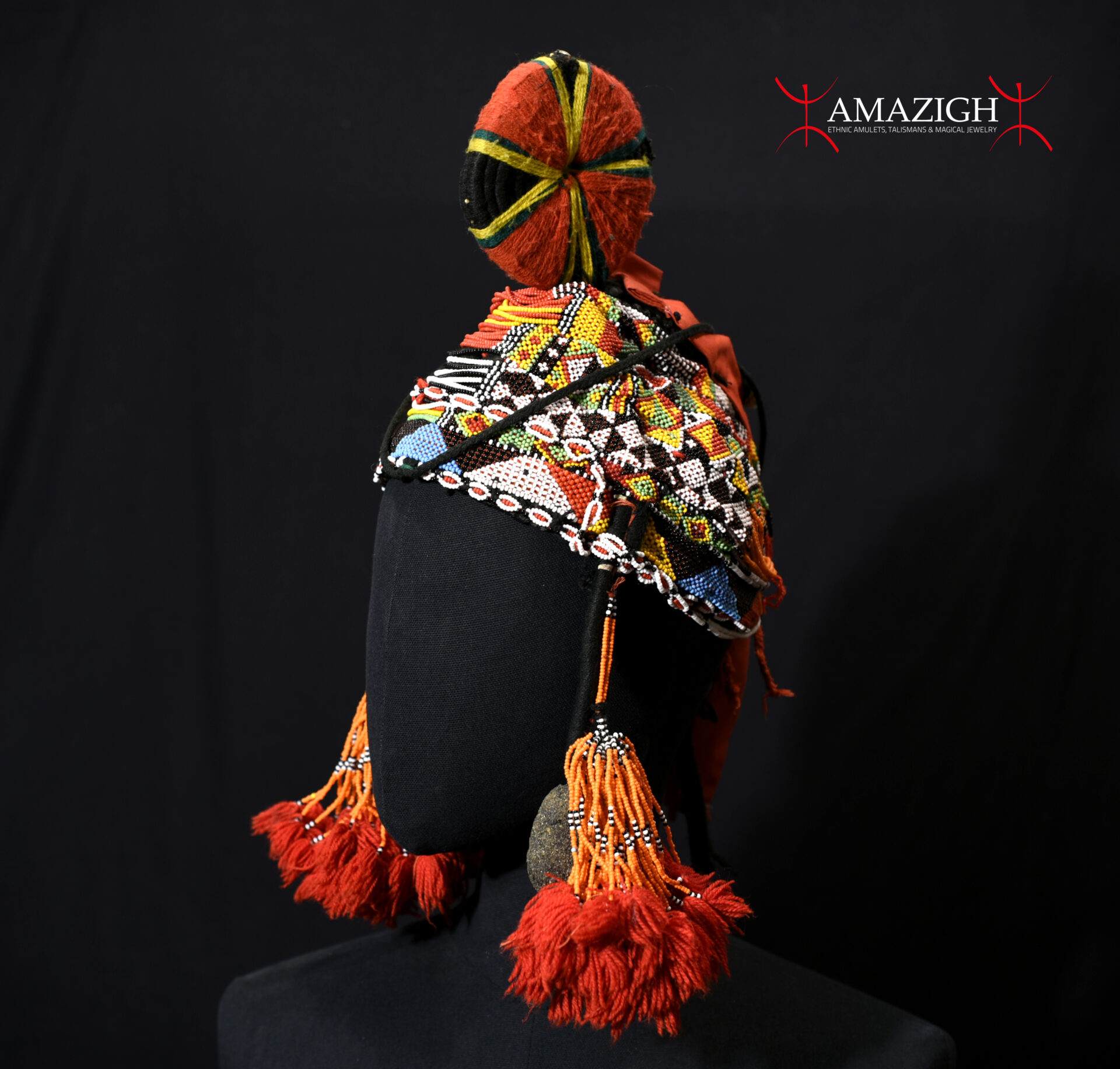 Old Tribally Used Beadded Headdress – Songhay / Djerma – Gao Region, Mali – Rare