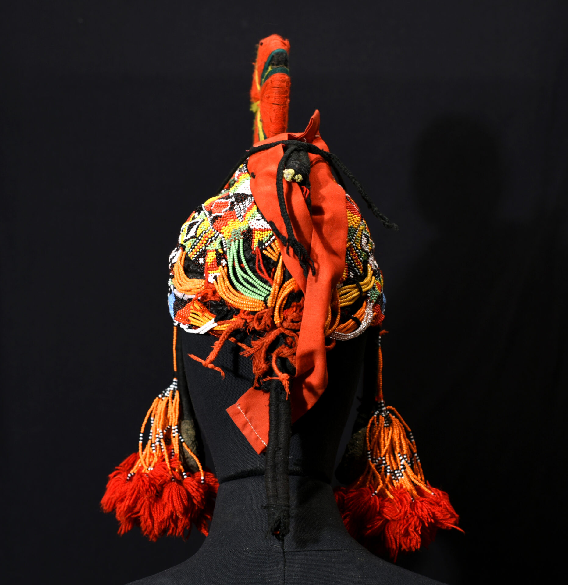 Old Tribally Used Beadded Headdress – Songhay / Djerma – Gao Region, Mali – Rare